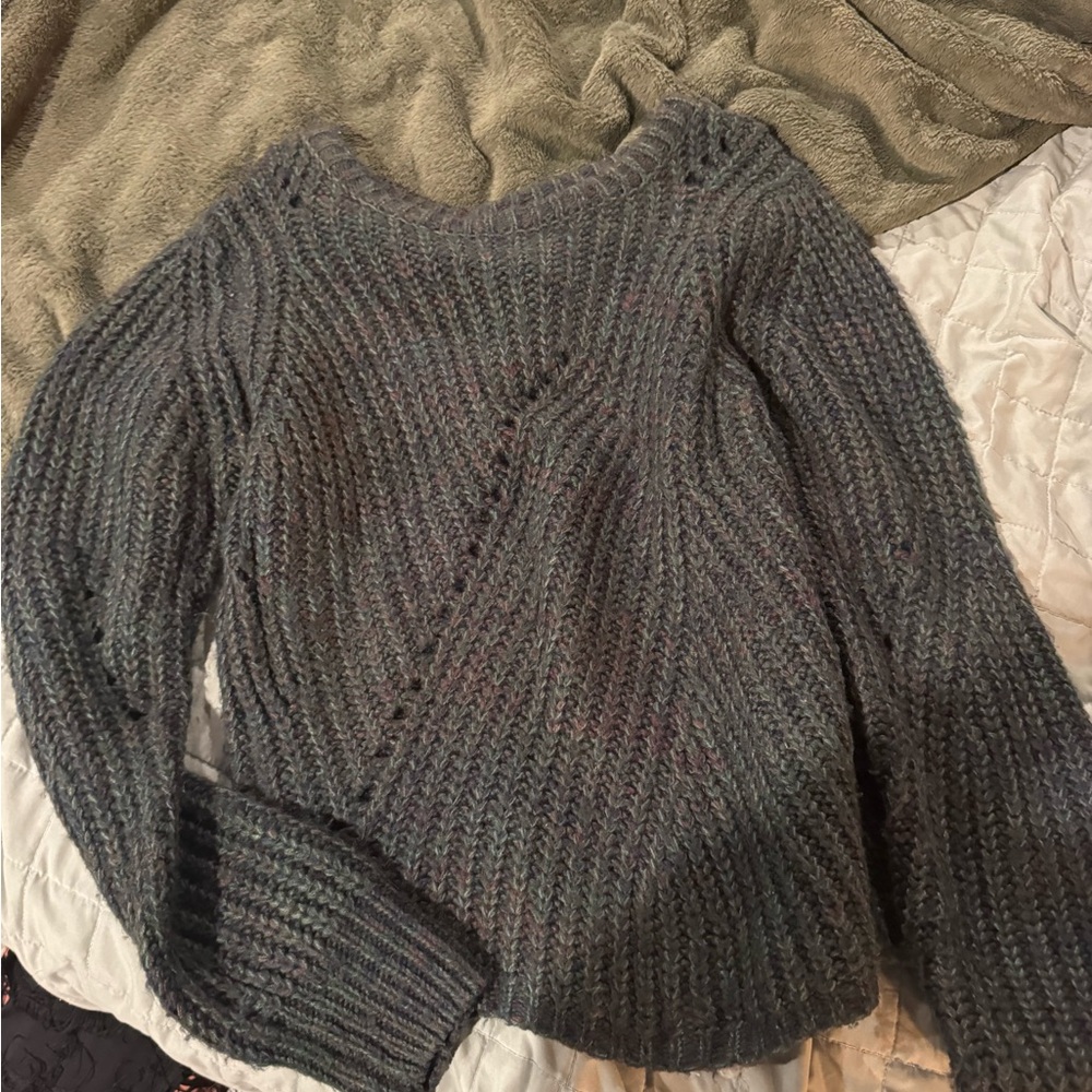 John + Jenn Chunky Green/Blue Knit Sweater